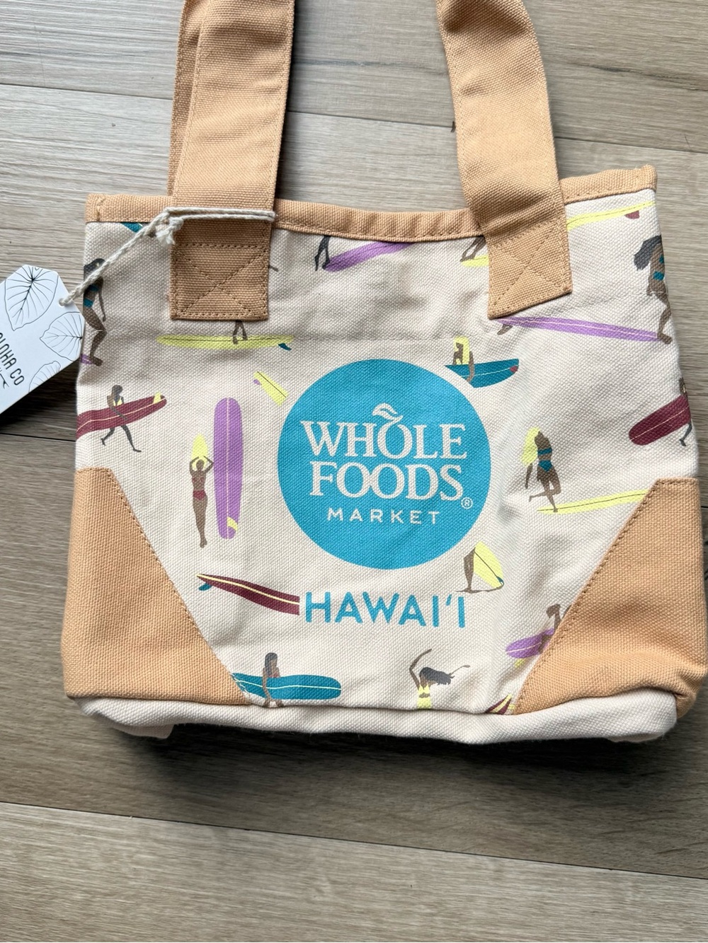 Whole Foods Hawaii x Tag Aloha Surfer Girls Mini Canvas Tote Bag NWT Exclusive